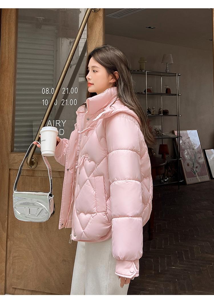 Product Introduction of Fashion Short Cotton-Padded Coat for Women Autumn and Winter New 2024 Korean Style Solid Color with Match Cotton Coat Jacket Thickened Padded Jacket Outer Wear 12