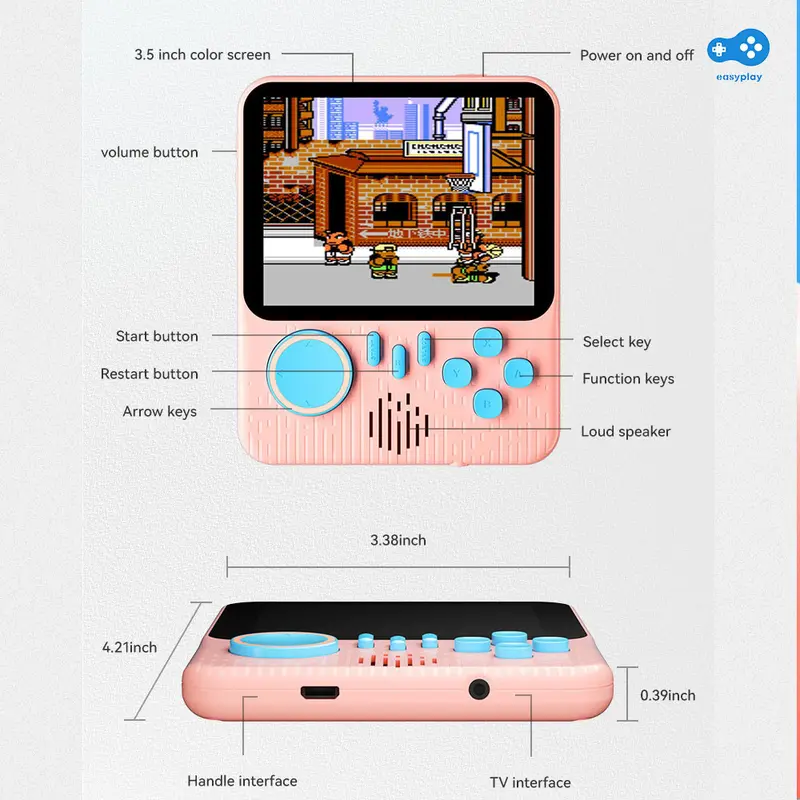 Game Boy Game Bot Gameboy Console Portable Game Player Built-in Clasic 600 Games Connect to TV or Gamepad  1 Player or 2 Player/ Gamepad 2 Pemain Dapat Stick G7 Hadiah Sempurna Terbaik/ Gameboy Retro Terbaik Dapat Stick Bisa Untuk 2 Orang [Easy Play] Blue 3