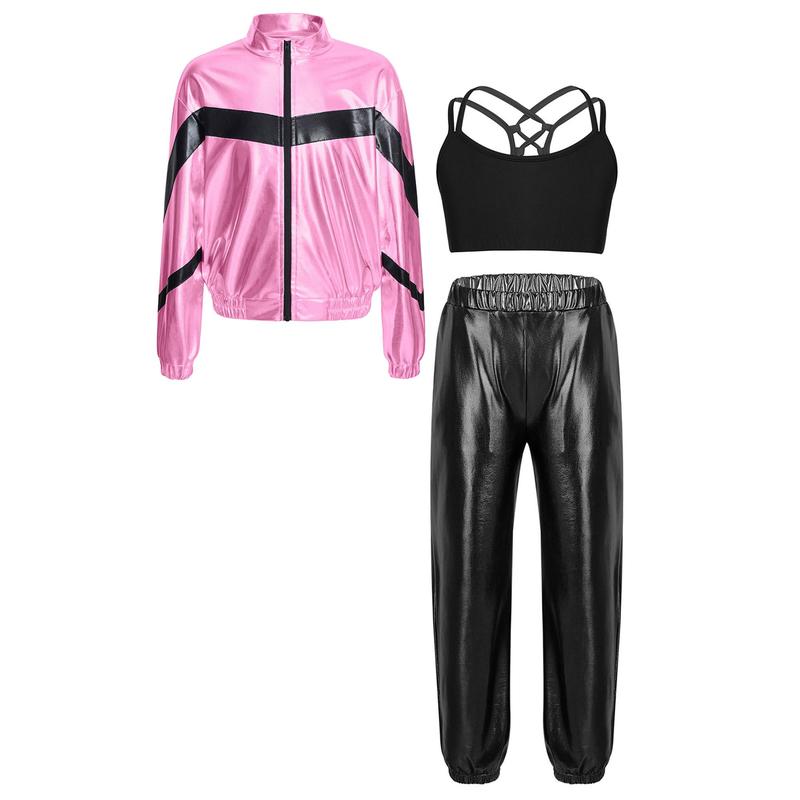 inhzoy Bộ 3 món thể thao khiêu vũ Hồi giáo cho nữ Bộ áo bomber dài tay kèm áo khoác và quần jogger Bộ đồ thể thao 6