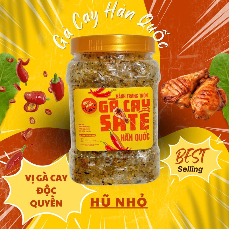 Bánh tráng sợi Gà Cay Sa Tế Mix rong biển - hũ nhỏ Ăn Vặt YumYum Food - Cay Thơm Giòn Tan - Snack