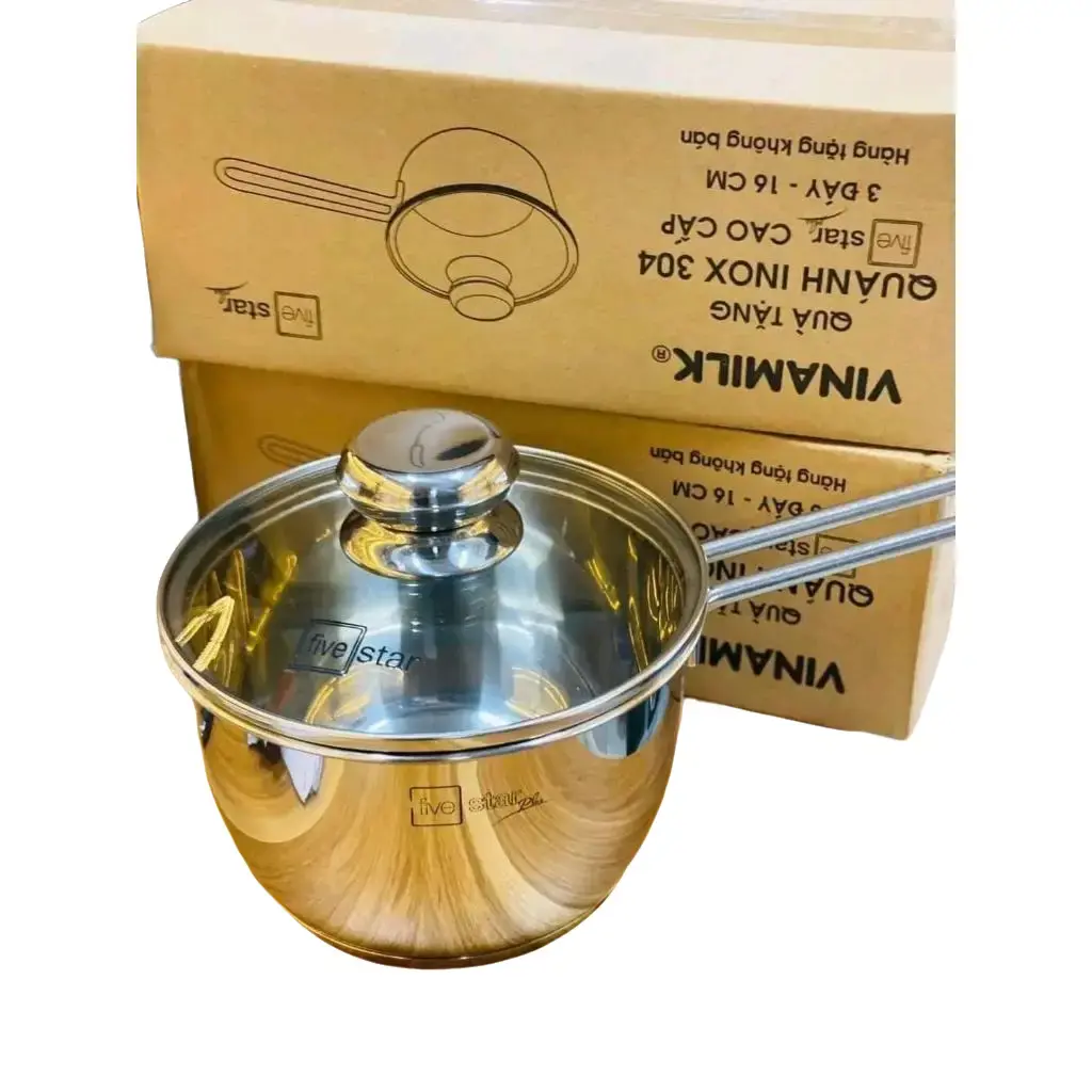Quánh Fivestar 3 đáy cao cấp, Inox 430 sáng bóng size 16cm , dùng được tất cả các bếp, hàng khuyến mại