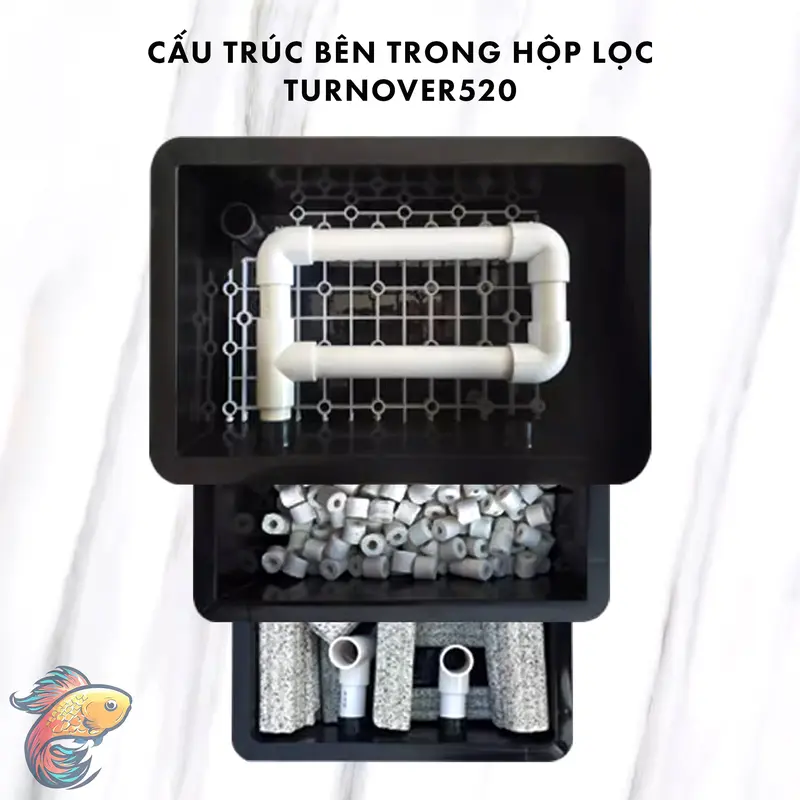 Thùng lọc hồ cá cảnh 3 tầng, baki dàn mưa, đầy đủ ống nối lọc baki lọc bể, vật liệu lọc và máy bơm đi kèm (tuỳ chọn) 5