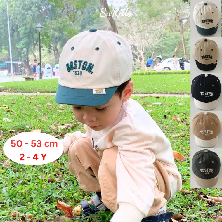 Mũ thêu chữ BOSTON cho bé 2 - 4 tuổi mẫu mới 2024 SuKids SK57 1