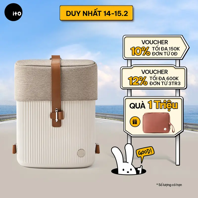 Balo vỏ nhựa cứng cáp ITO Pistachio 6L Award-winning Design Hard Shell 0