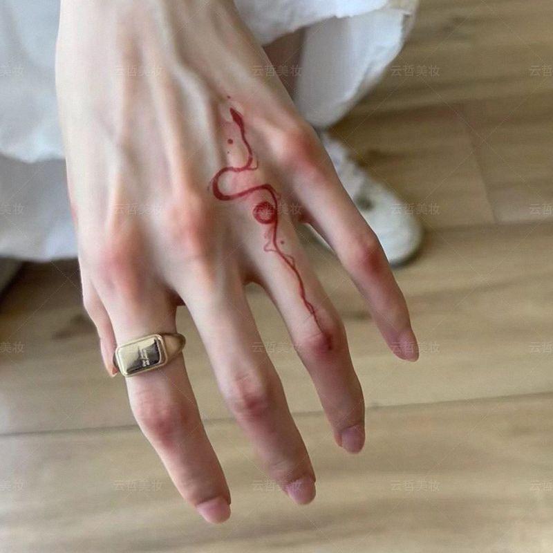 Miếng Dán Hình Xăm Hình Rắn Mô Phỏng, Màu Đỏ, Phong Cách Dễ Thương Và Gợi Cảm, Che Sẹo Cánh Tay Và Lưng, Có Thể Giặt Được, Ins Ưa Nhìn, Thích Hợp Cho Các Cô Gái Nóng Bỏng, Gợi Cảm