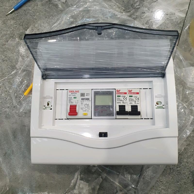 Bộ tủ áttomat gia đình chống giật C32 và 2 át tép C20 - Tủ điện Áptomat gia đình chống quá tải ngắn mạch dò rỉ điện và kèm đồng hồ đo tiêu thụ điện