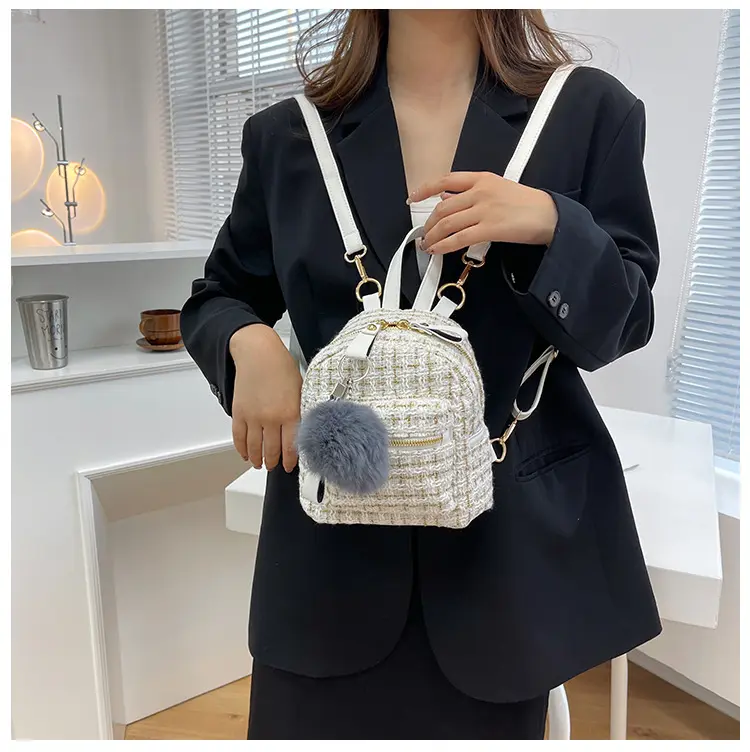 Ba Lô Nữ EMMAYCLSET Vải Dạ Kim Tuyến Đeo Được Chéo EM128 Đeo Vai Da Backpack mcm  balo 3