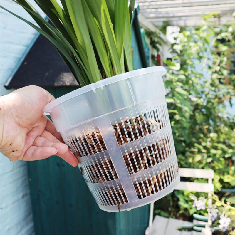 11/14cm Mesh Pot Root Control Transparent Flowerpot For Orchid Flower Breathable Growth Container Garden Plastic Flower Pot 5
