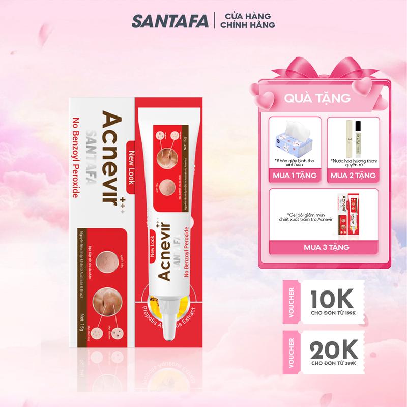 Kem Giảm Mụn Đầu Đen, Mụn Ẩn, Mụn Đầu Trắng, Mụn Cám Acnevir Santafa - Tuýp 15gr - Dưỡng Ẩm Da