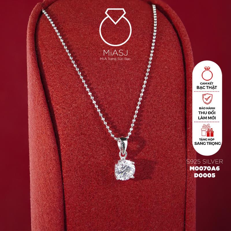 Set dây chuyền bi mảnh kèm mặt Bạc Ý S925 sáng đẹp cao cấp M0070A6 D0005 - Mi.A Trang Sức Bạc