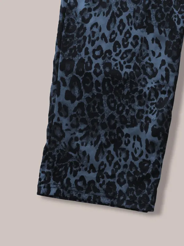 Women's Leopard Print Drawstring Waist Wide Leg Pants, Street Casual Elastic Waist Pocket Trousers for Daily Wear, Ladies Bottoms for Fall & Winter 4