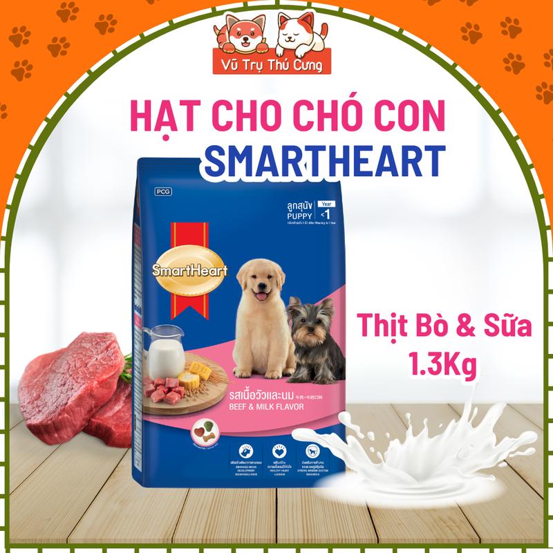 1.3Kg Thức ăn hạt SmartHeart Puppy dành cho Chó con vị Thịt bò và sữa