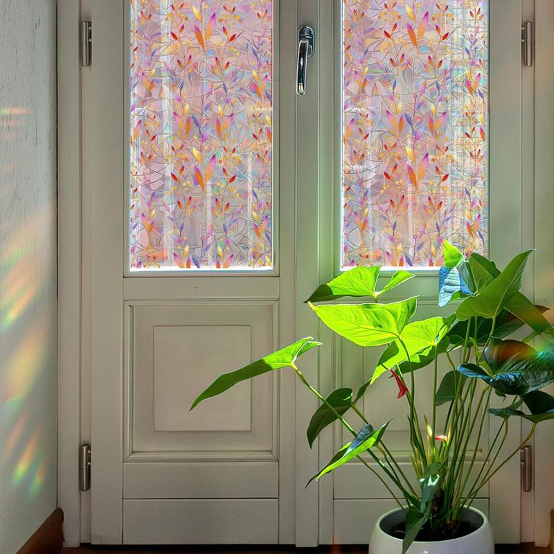Leaf Pattern Window Sticker, 1 Roll Creative Static Window Sticker, Double Sided Visible Window Glass Decoration Sticker 2