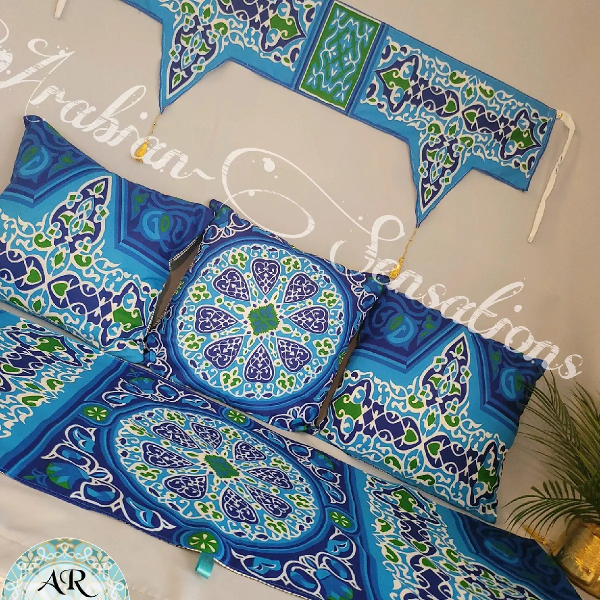 Ramadan Lanters Arabic Egyptian Blue ocean set Of 5 Pieces Handmade Colorful Decoration