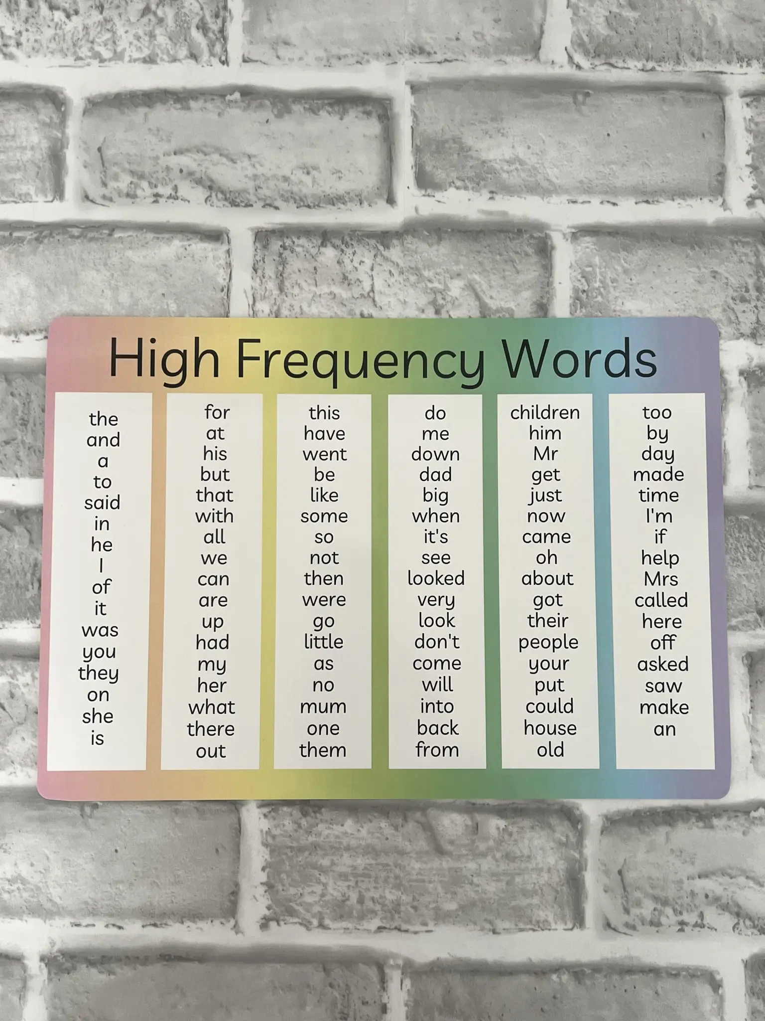 High Frequency Words Mat (Year 1)