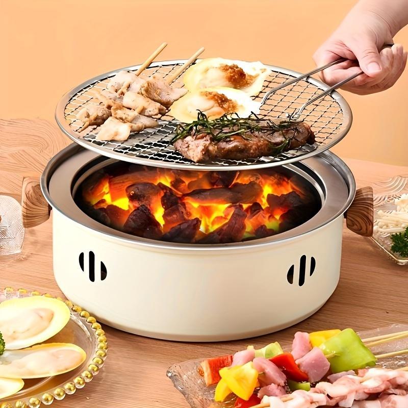 Product Introduction of Portable Stainless Steel Barbecue Grill, 1 Set Barbecue Grill with 6 Counts Clips, Household Barbecue Charcoal Grill for Home, Outdoor, Camping 7