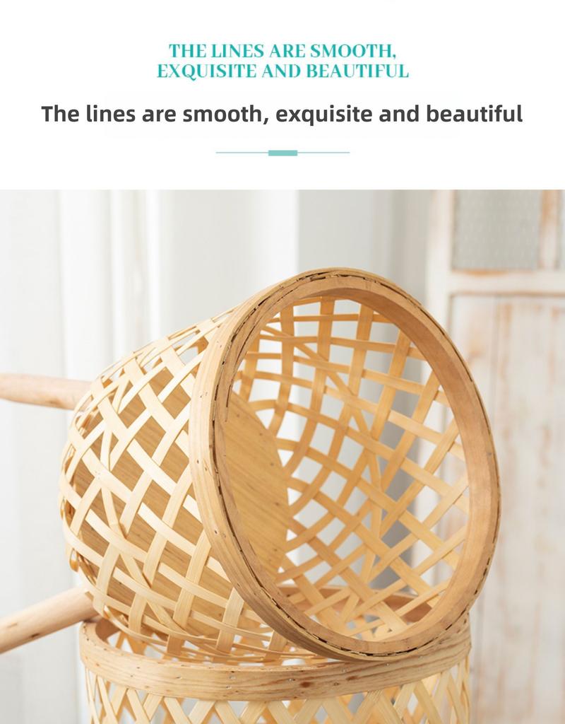 Product Introduction of Nordic creative wicker bamboo grass flower basket wooden high flower stand indoor living room decoration green lily flower pot 8