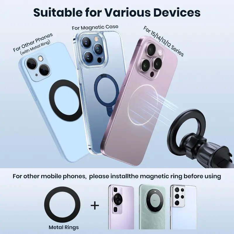 TOPK Magnetic Car Phone Holder for MagSafe, 360° Rotatable Car Air Vent Phone Holder Mount, Universal Car Interior Accessories for iPhone Series 4