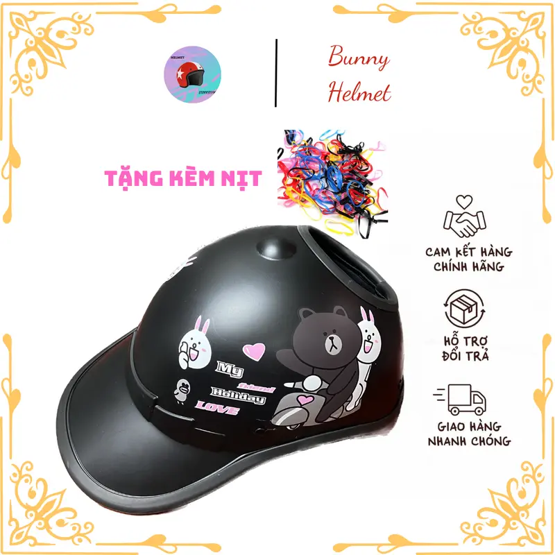 MŨ BẢO HIỂM khoét lỗ đỉnh TẶNG KÈM NỊT BUỘC TÓC thời trang,thích hợp tóc đuôi gà ,búi cao cho nữ Helmet 8