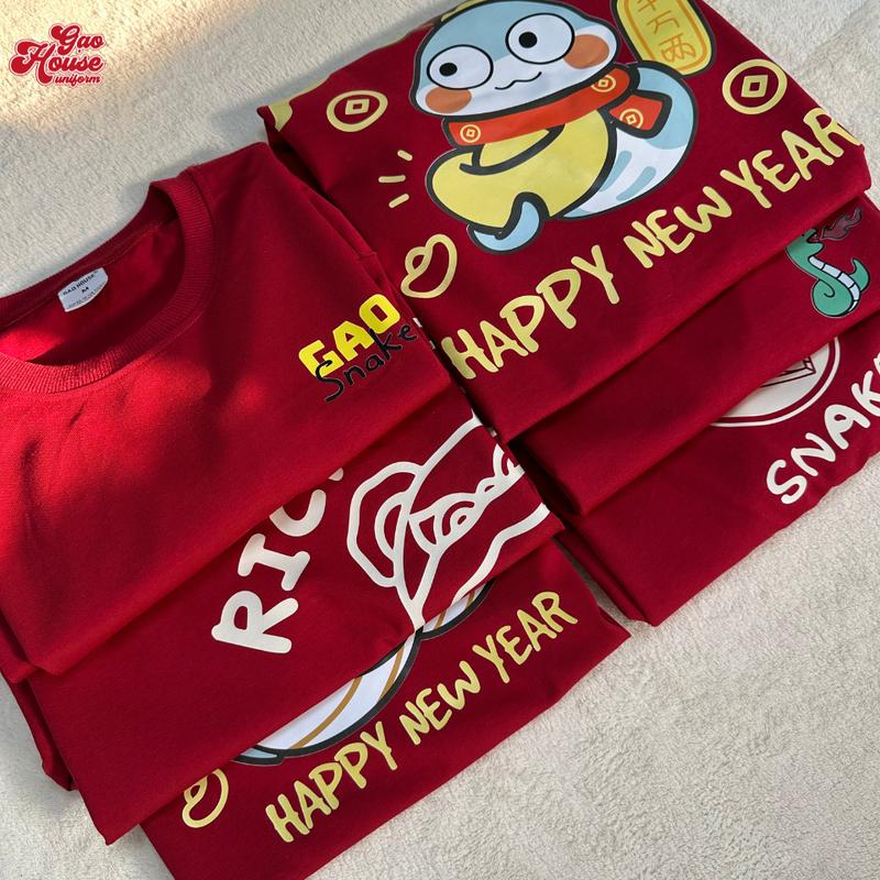 2025 Bộ sưu tập TET Áo thun ngắn tay GAO HOUSE Cotton ngoại cỡ Form-GHAT020 1