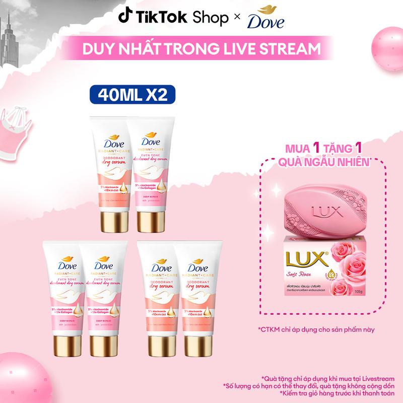 Combo 2 Kem Ngăn Mùi Vùng Cánh Tinh Chất Serum Dove Dành Cho Nữ Với 3% Niacinamide Hỗ Trợ Da Cánh Sáng Mịn Đều Màu 40mlx2 [1]