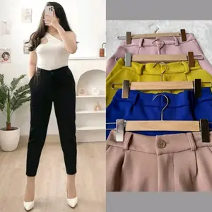 CELANA SCUBA MODEL PENSIL KANCING BASIC SLIM PANTS CELANA KERJA WANITA