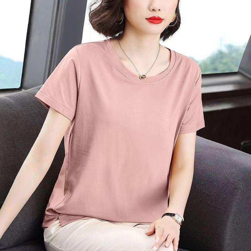 Product Introduction of Áo Thun ngắn Tay Cho Mẹ TRUNG NIÊN, Cổ Tròn, In Màu Trơn Ngoại Cỡ, Quần Áo Mùa Hè, Hàng Mới Về, Áo Sơ Mi Bó Sát Dáng Rộng, 2024 3