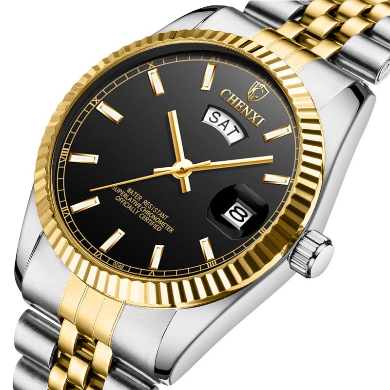 (Full box) Đồng hồ nam dây thép không gỉ sang trọng măt nhỏ Chenxi CX166 có lịch thứ ngày tự động kính mineral chống va đập chống nước sinh hoạt bảo hành 12 tháng men watch
