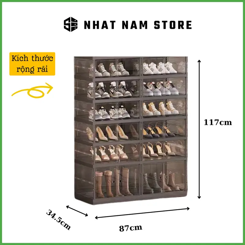 Tủ giày 24 đôi màu đen trong suốt có bánh xe 9104T-5-1G Black 2