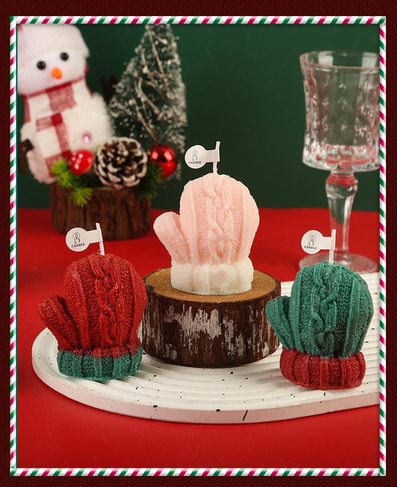 Product Introduction of Christmas Wool Gloves Fragrance Candle Holiday Gift Photo Props Diy Creative Decoration Decoration Christmas Gift Aromatherapy Ornaments 8