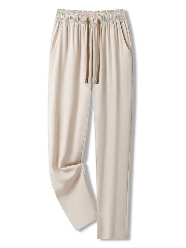 Women's Solid Color Drawstring Waist Sports Joggers, Casual Lightweight Straight Leg Pants for Summer, Ladies Sportswear for Indoor Outdoor Wear 4