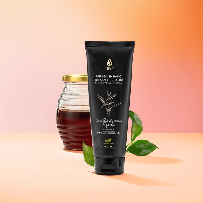 Kem đánh răng trà xanh - keo ong Mela – Giúp khử mùi hôi miệng và ngăn ngừa sâu răng, viêm lợi, nhiệt miệng 100ml ML55