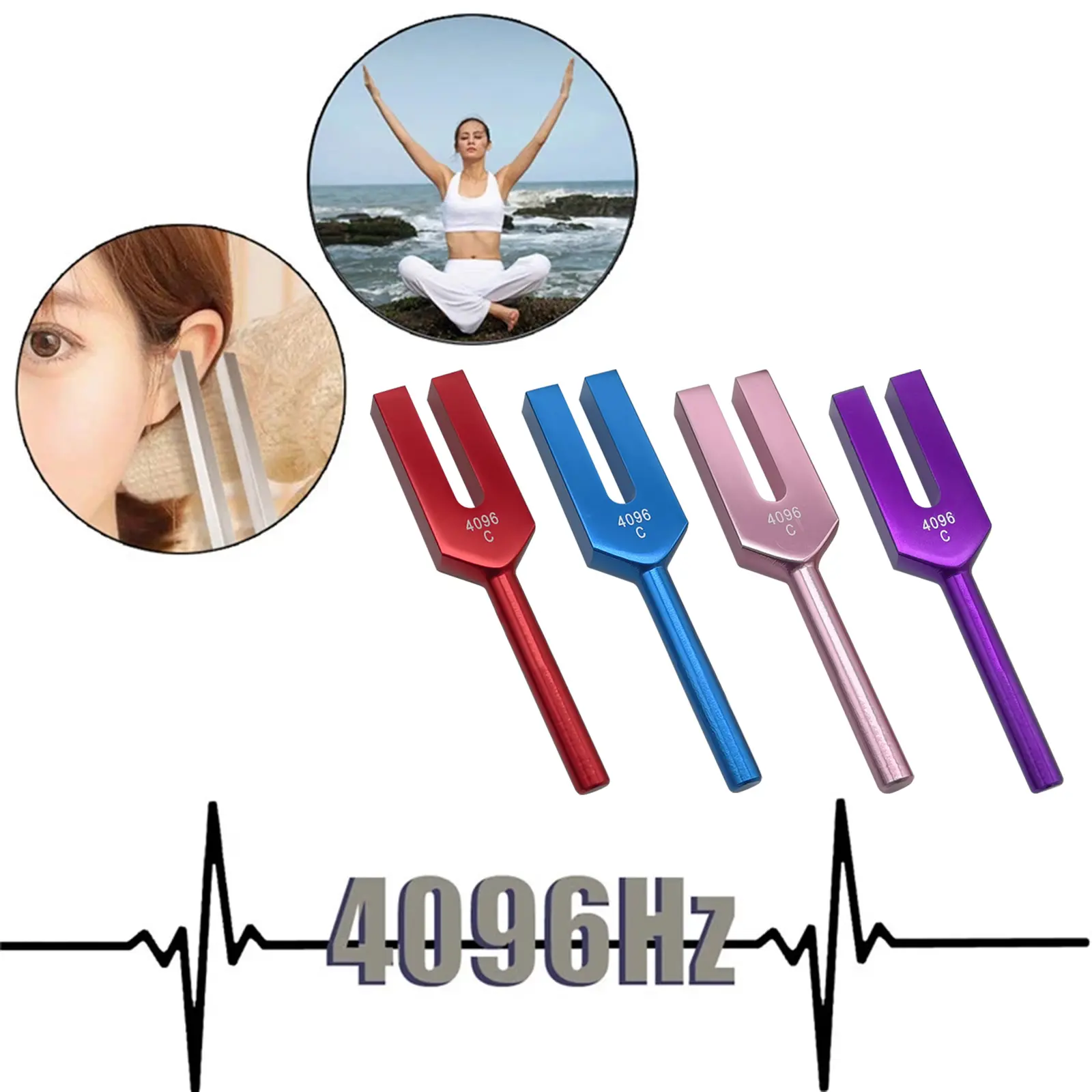 MING5 uning Fork 4096 Hz Tuning Fork Crystal Tuning Fork with Hammer for Healing Medical-Grade Tuning Fork with Hammer Gift