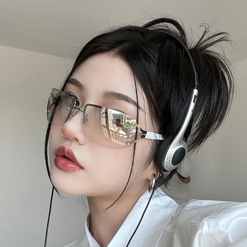 [JUNKSAILA] Kacamata Hitam Wanita Fashion Lensa Rimless Anti UV TM6918 — Sunglasses Rimless Stylish, Eyewear Wanita Anti Sinar UV