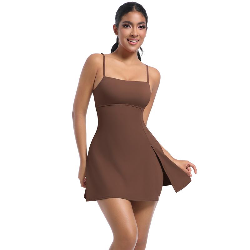 Product Introduction of Anti-Exposure Basic Sports Dress with Chest Pad Breathable Outdoor Golf Strap Yoga Clothes Tennis Skirt 7