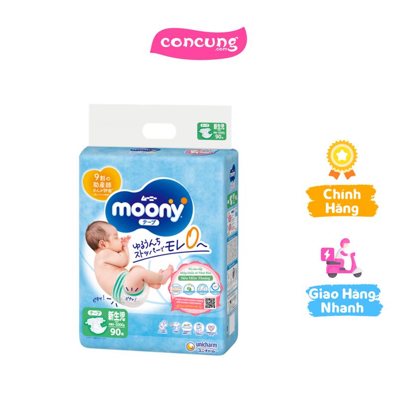 Tã dán sơ sinh Moony dưới 5kg 90 miếng