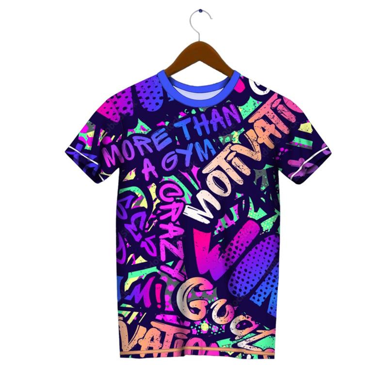 Áo Thun Họa Tiết In 3D Graffiti Hợp Xu hướng Mùa Hè Cho Nam, ngắn Tay Thể Thao Thường Ngày Thoải Mái, Chất Lượng Cao, Nhanh Khô, Thoáng Khí, Hàng Đầu 2