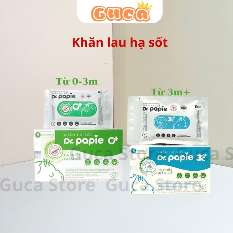 Khăn lau hạ sốt Dr Papie cho bé tù 0 tháng tuổi hạ nhiệt giảm sốt ngăn ngừa co giật.Guca Store