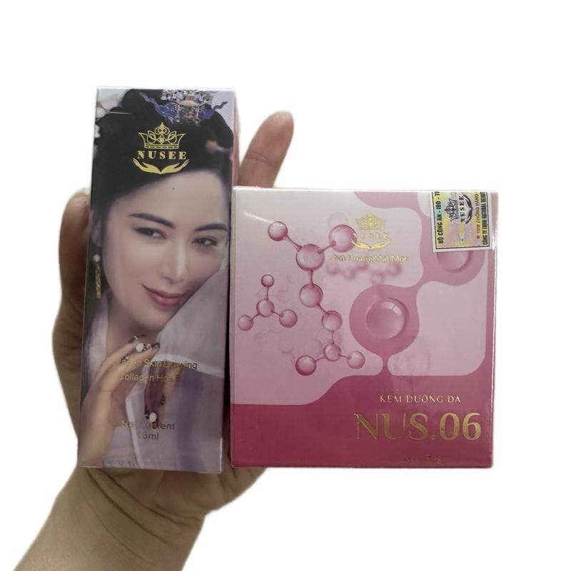 Combo kem hoa hồng NUS06 size 30g và serum nuôi da collagen hoạ bì 15ml mộc mỹ nhân nusee