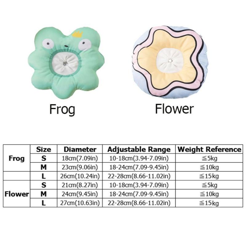 Pet Accessories Cartoon Pet Elizabeth Collar Frog/Flower Adjustable Cat Recovery Collar Soft Warm Cat Protection Collar For Cats Dog 2