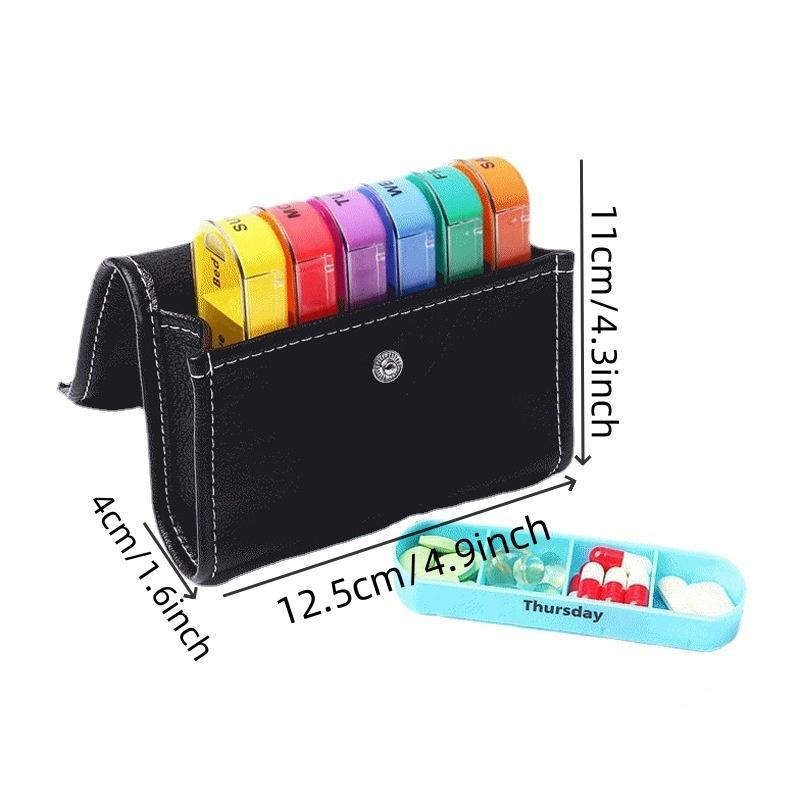 Product Introduction of Portable Weekly Travel Medicine Box, 1 Set Moisture-proof 7-day 4 Grid Design Medicine Storage Box with Bag, Dust-proof Storage Box 1