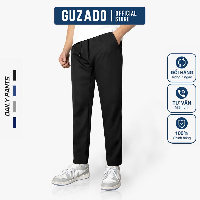 Quần Dài Thể Thao Nam GUZADO Chất Liệu Vải Gió Co Giãn Tốt Dáng Suông Dễ Phối Đồ GDC01