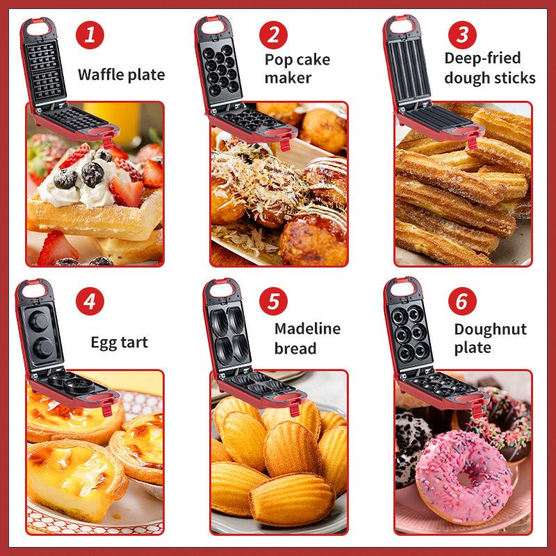 Máy làm bánh 6in1 SOKANY khuôn donut, bánh quế, bánh trứng, bánh tròn sokany 836 Máy Làm Sữa Pha Trà 3