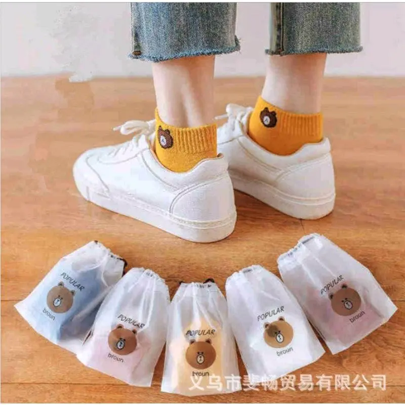 kaos kaki beruang 10 pasang free pouch 10 pasang kaos kaki semata kaki motif bear kaos kaki fashion unisex katun wanita pendek