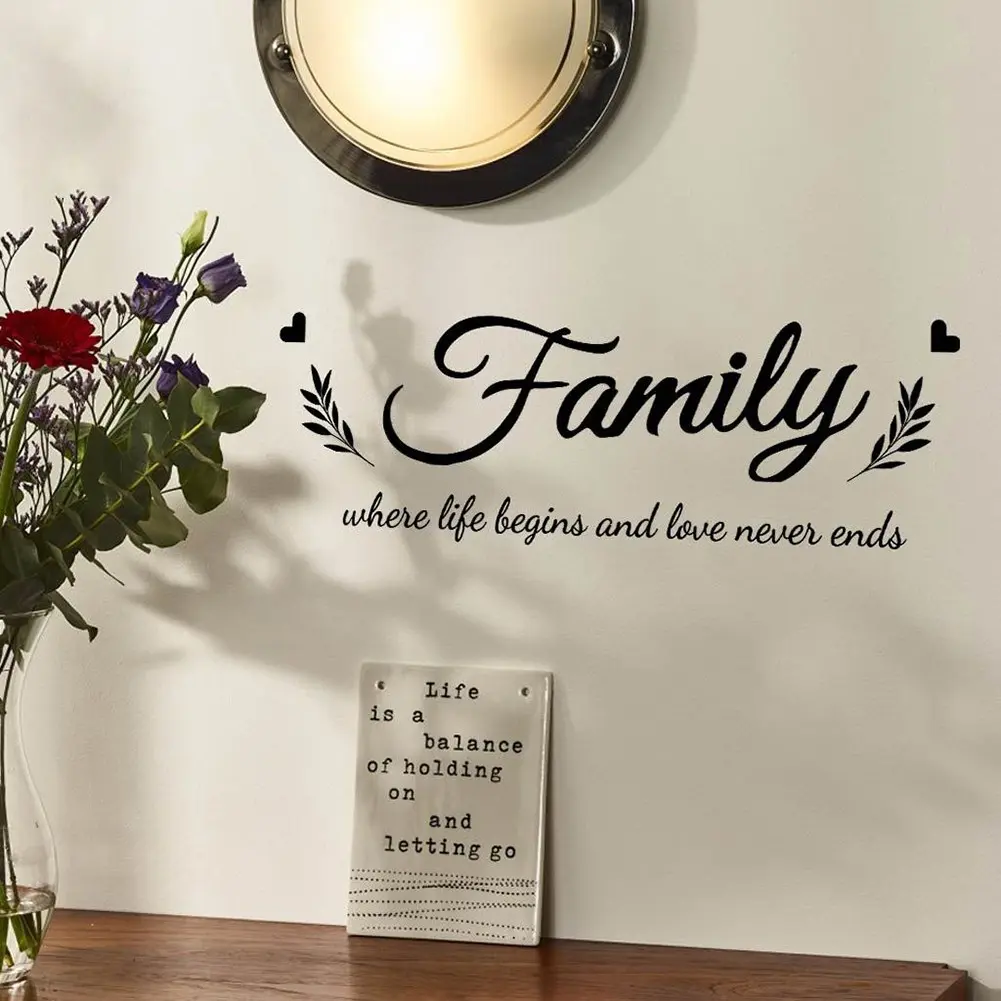 Family Wall Decor Stickers Inspirational Quotes Art, Removable PVC Wall Decals for Living Room Bedroom Office Classroom, Easy to Apply Home Decorative Wall Art