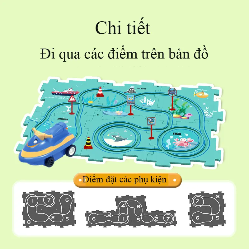 Đồ Chơi Đường Ray Lắp Ráp Xe Ô Tô Cảm Biến Tự Chạy Nhiều Chủ Đề Cho Bé 4