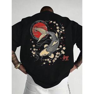 [TikTokで話題!!]そしてハンドル カープ バックプリント Tシャツ さくら 漢字 ストリートシステム オーバーサイズ メンズ レディース ユニセックス タトゥー風 いかつい かっこいい ビッグシルエット ヒートラップ トングの タイガー