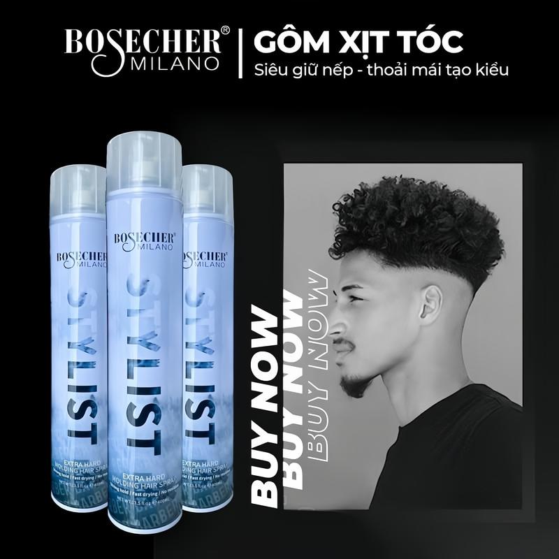  Gôm Xịt Tóc Nam BOSECHER 400ML Hương Nước Hoa   Chính Hãng   