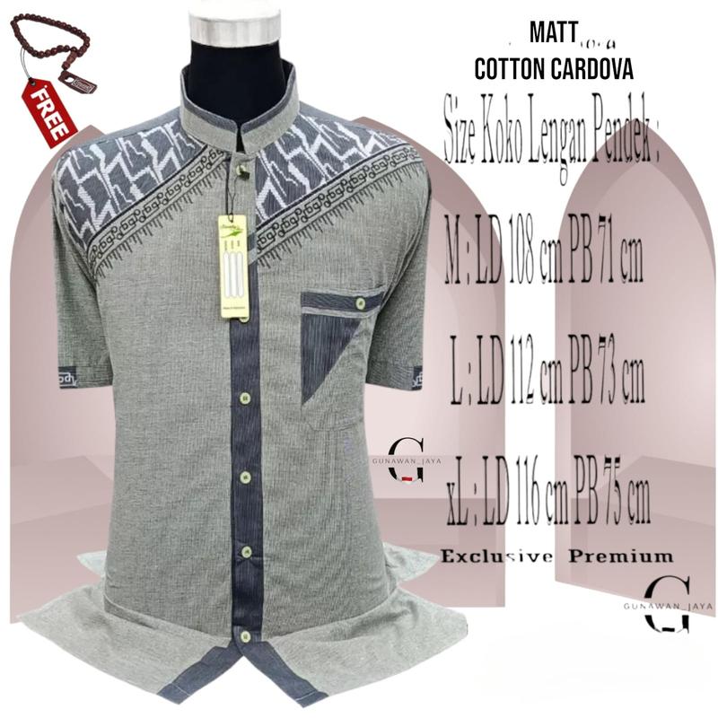 BAJU KOKO DEWASA LENGAN PENDEK LEBARAN 2025 Motif Bordir Kancing MUSLIM Pria 1