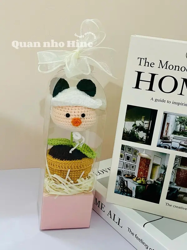 Chậu hoa len đầu thú handmade MadebyHine - chậu cây hoa len đầu thú 3